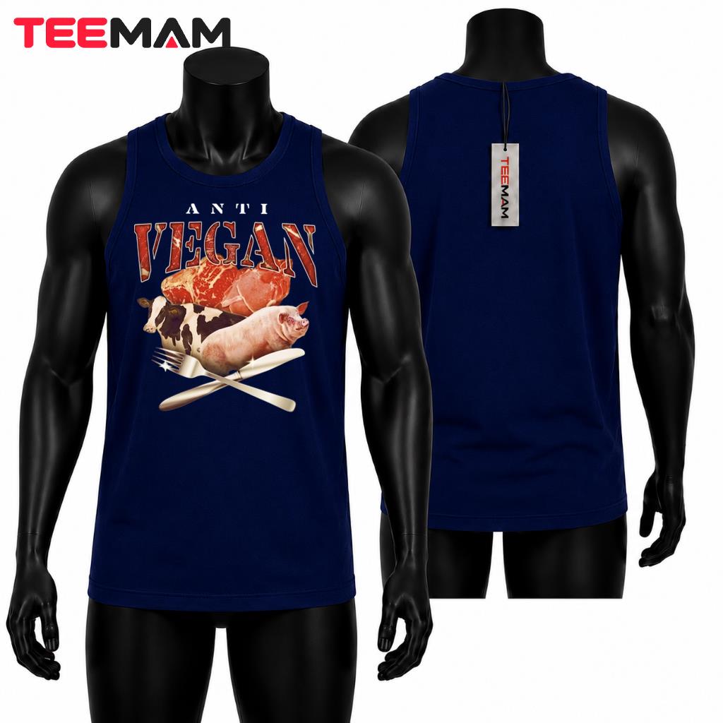 Anti Vegan Meat Lover Cow Pig Funny Carnivore Graphic Tank Top Anti Vegan Meat Lover Cow Pig Funny Carnivore Graphic Tank Top