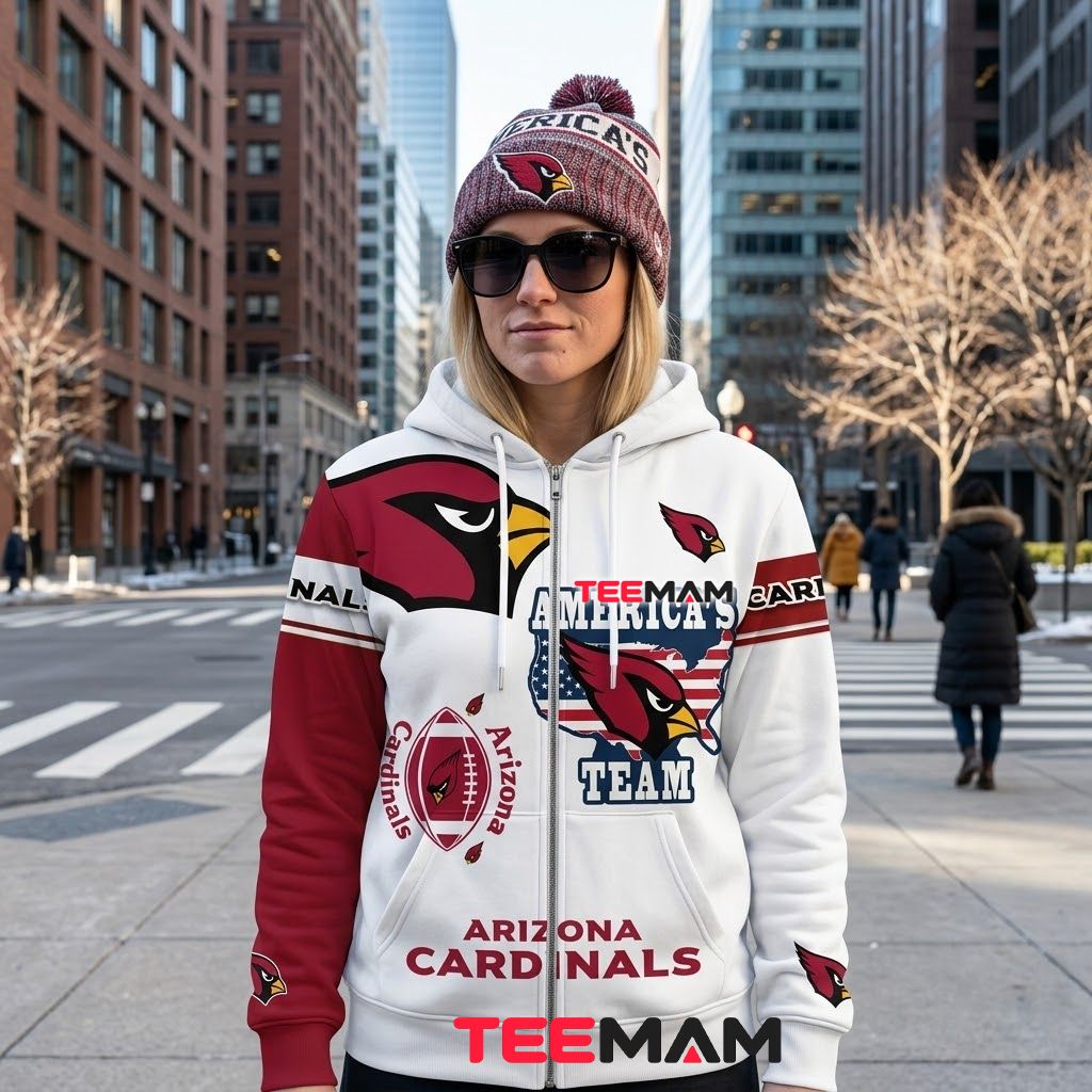 Arizona Cardinals 3D Hoodie Americas Team USA Map White Back Arizona Cardinals 3D Hoodie Americas Team USA Map White Back