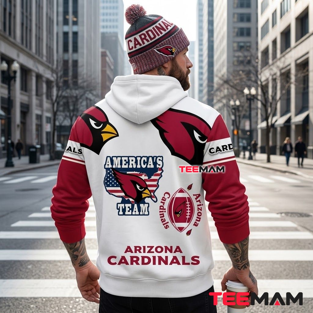 Arizona Cardinals 3D Hoodie Americas Team USA Map White Version 3 Arizona Cardinals 3D Hoodie Americas Team USA Map White Version 3