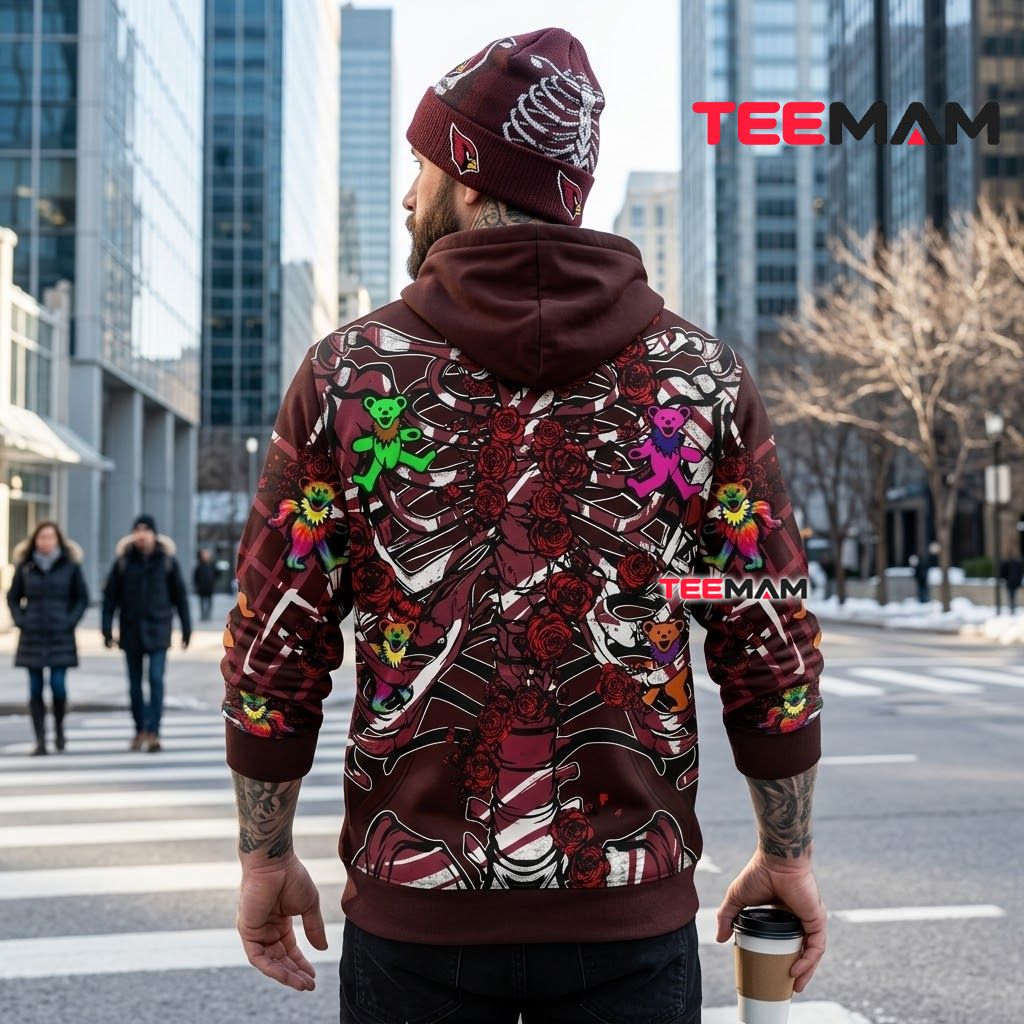 Arizona Cardinals 3D Hoodie Grateful Dead Bears Rib Cage Version 3 Arizona Cardinals 3D Hoodie Grateful Dead Bears Rib Cage Version 3