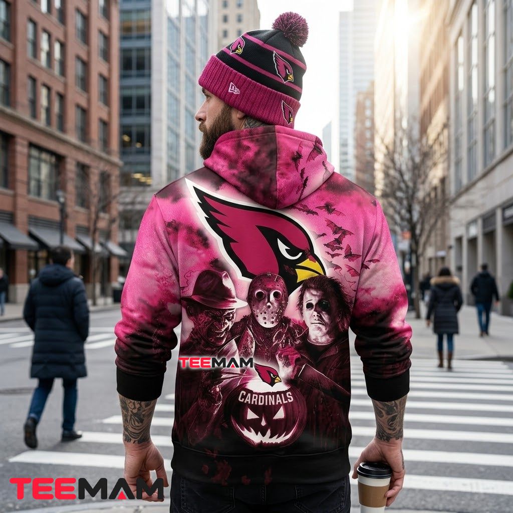 Arizona Cardinals 3D Hoodie Horror Freddy Jason Michael Myers Version 3 Arizona Cardinals 3D Hoodie Horror Freddy Jason Michael Myers Version 3