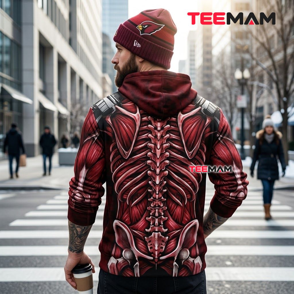 Arizona Cardinals 3D Hoodie Lightning Bolt Skull Storm Version 3 Arizona Cardinals 3D Hoodie Lightning Bolt Skull Storm Version 3