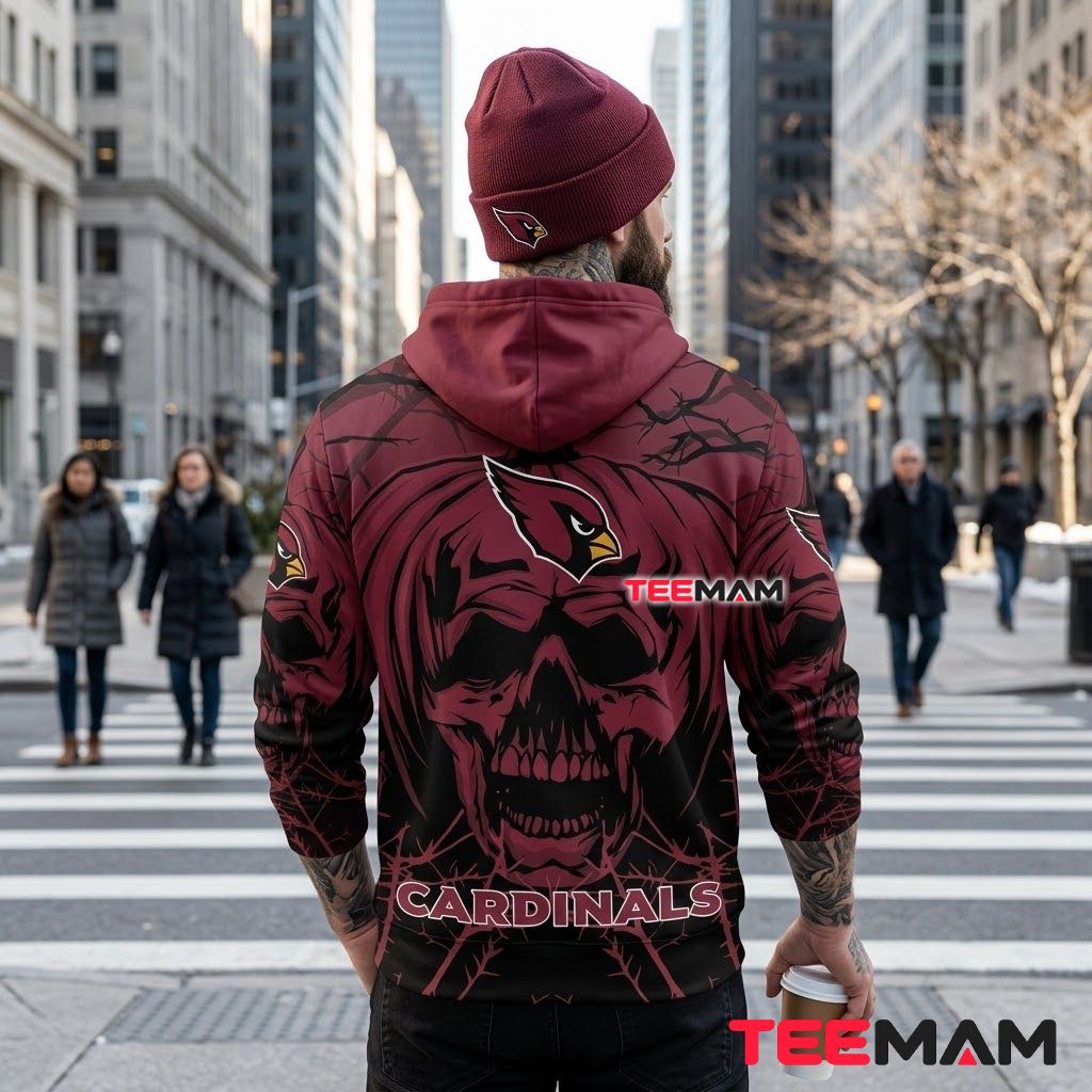 Arizona Cardinals 3D Hoodie Pumpkin Skull Spiderweb Halloween Version 3 Arizona Cardinals 3D Hoodie Pumpkin Skull Spiderweb Halloween Version 3