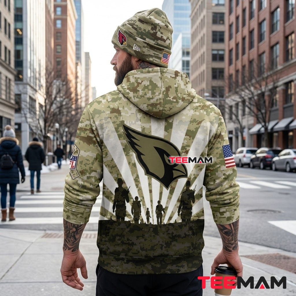 Arizona Cardinals 3D Hoodie Salute To Service Soldier Silhouette Version 3 Arizona Cardinals 3D Hoodie Salute To Service Soldier Silhouette Version 3