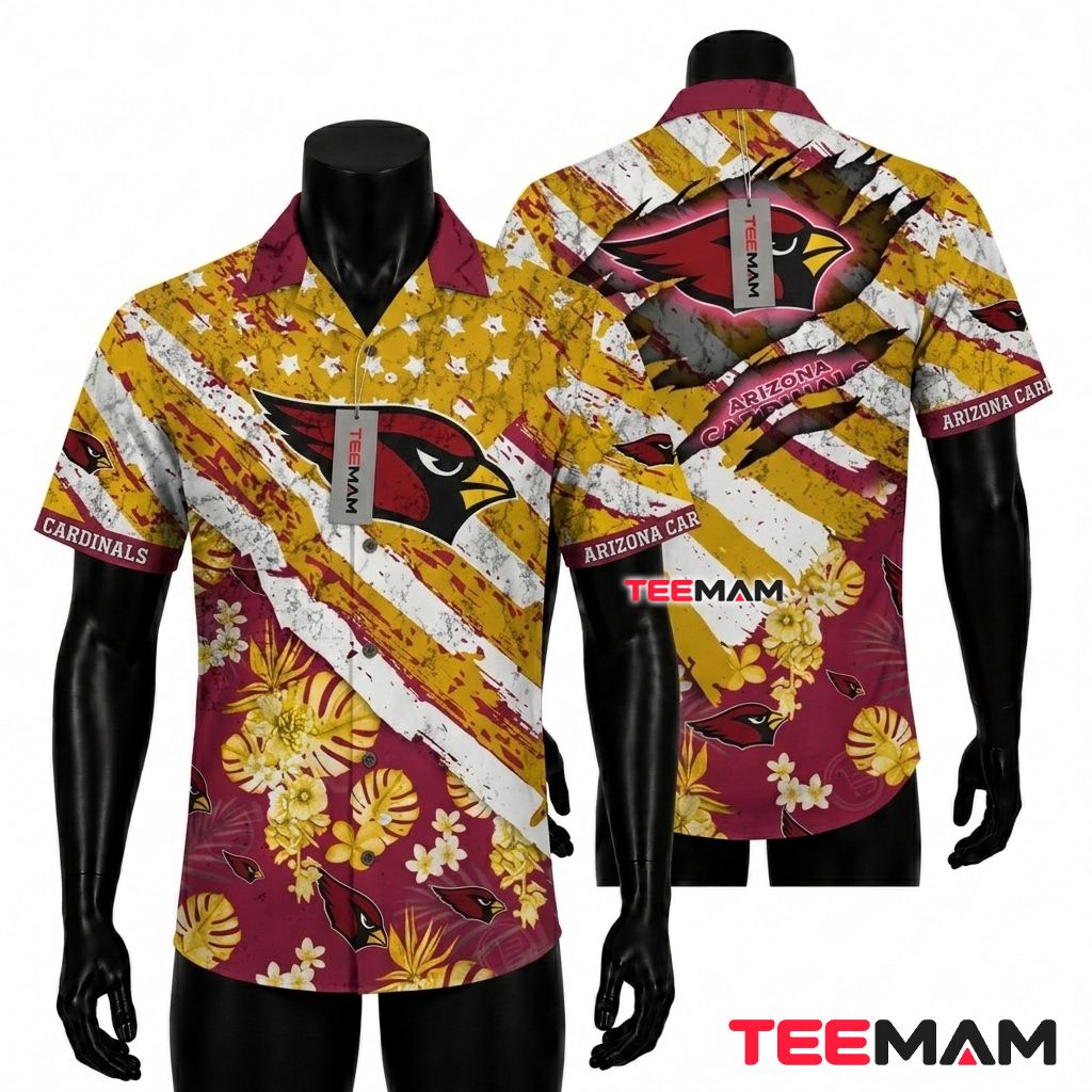 Arizona Cardinals Aloha Shirt American Flag Front