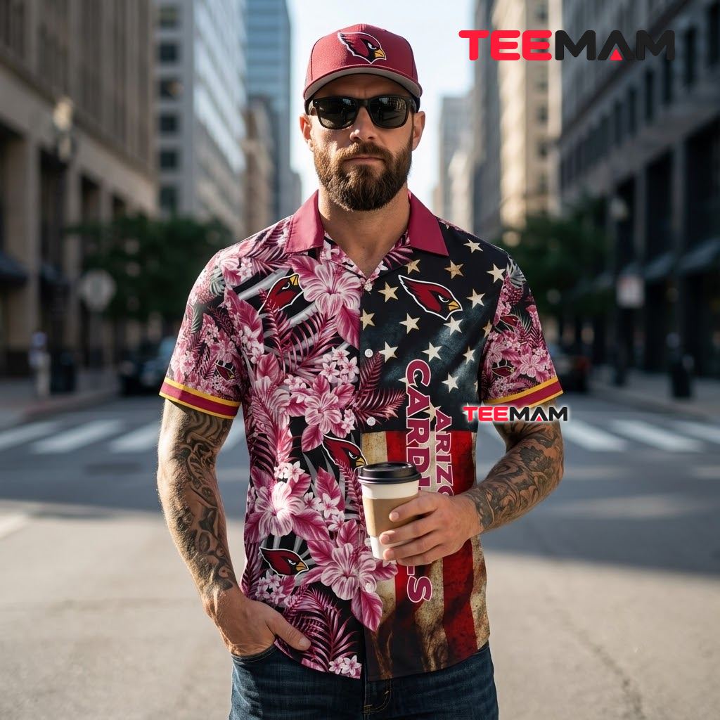 Arizona Cardinals Aloha Shirt Flag Hibiscus Back Arizona Cardinals Aloha Shirt Flag Hibiscus Back