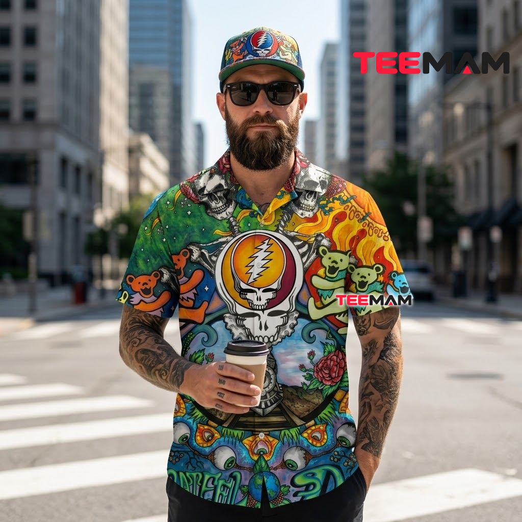 Arizona Cardinals Aloha Shirt Grateful Skull Art Back Arizona Cardinals Aloha Shirt Grateful Skull Art Back