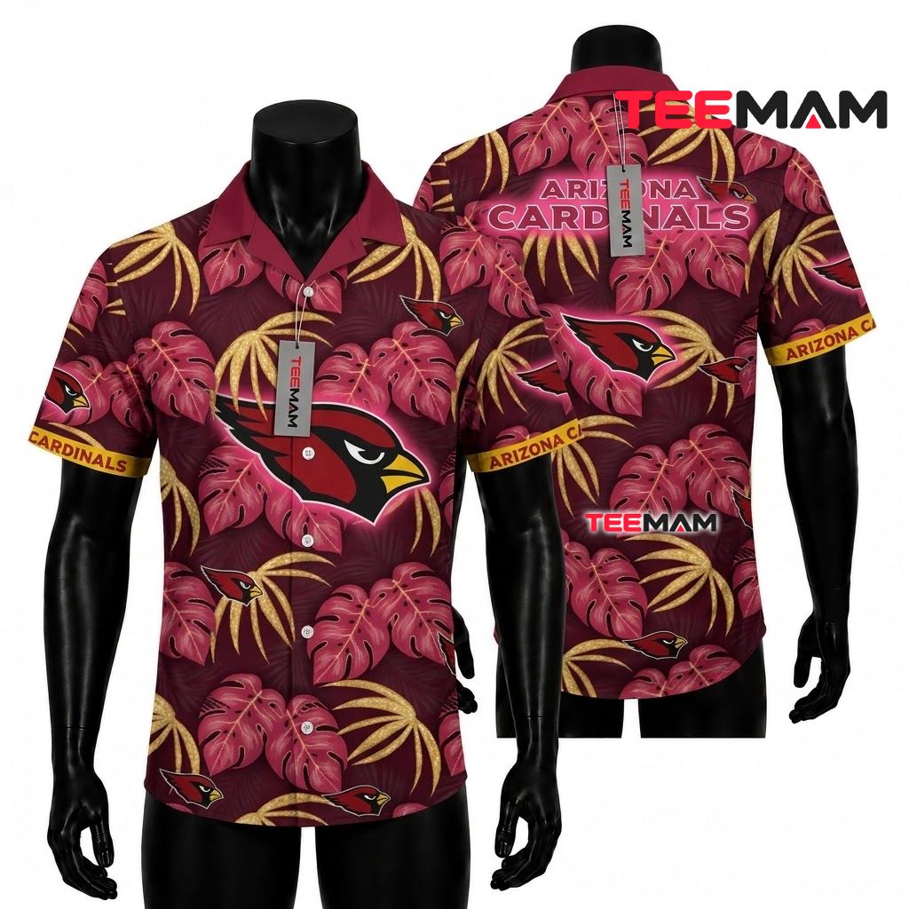 Arizona Cardinals Aloha Shirt Monstera Tropical Front