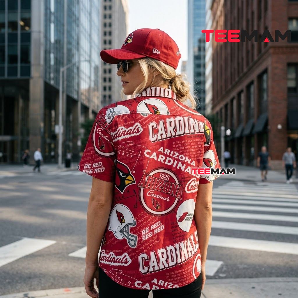 Arizona Cardinals Aloha Shirt Retro Logo Collage Version 3 Arizona Cardinals Aloha Shirt Retro Logo Collage Version 3