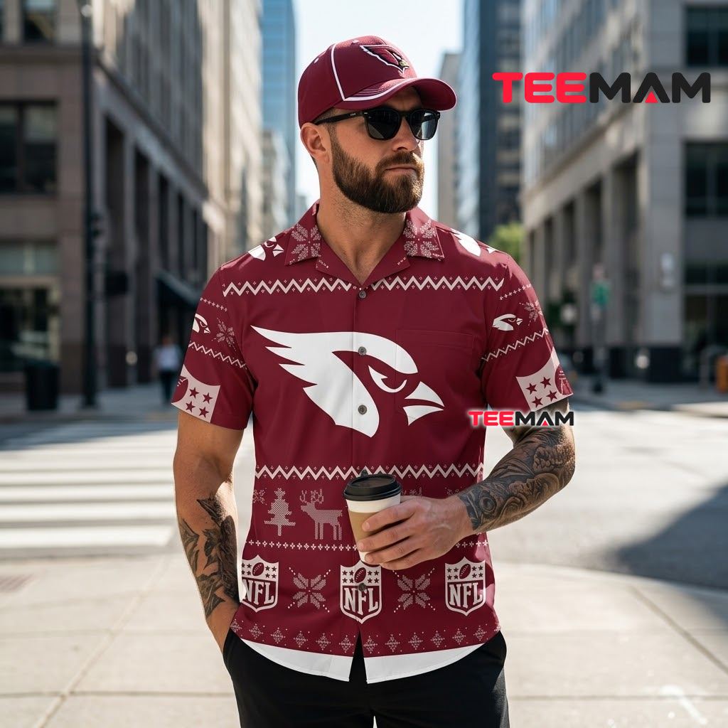 Arizona Cardinals Button Up Shirt Ugly Christmas Back Arizona Cardinals Button Up Shirt Ugly Christmas Back