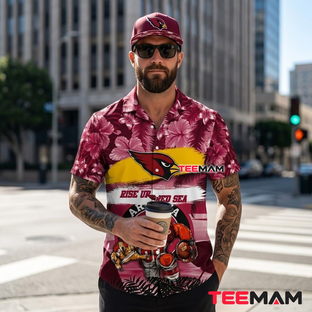 Arizona Cardinals Hawaiian Shirt Custom Name Mascot Back Arizona Cardinals Hawaiian Shirt Custom Name Mascot Back