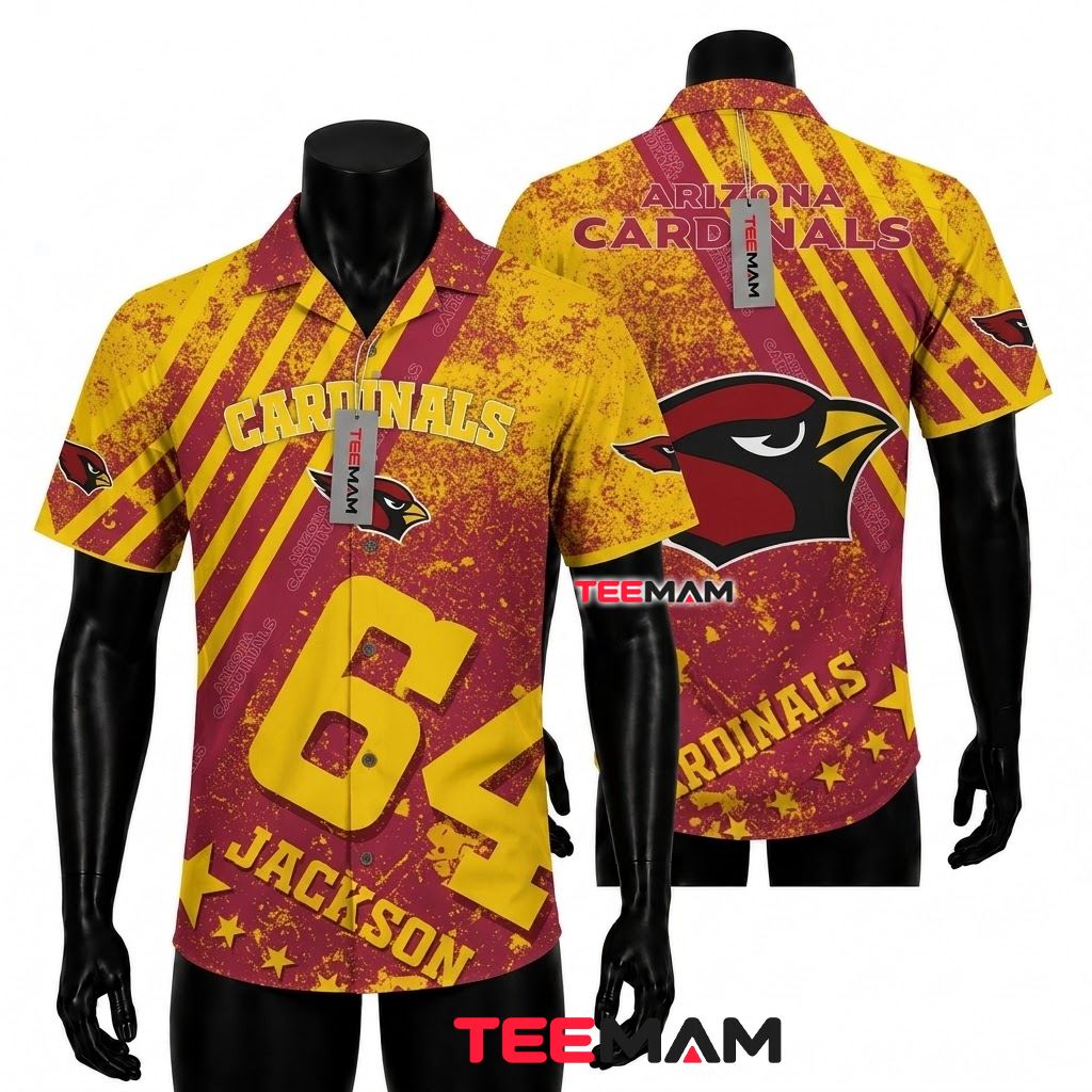 Arizona Cardinals Hawaiian Shirt Custom Name Number Grunge Front
