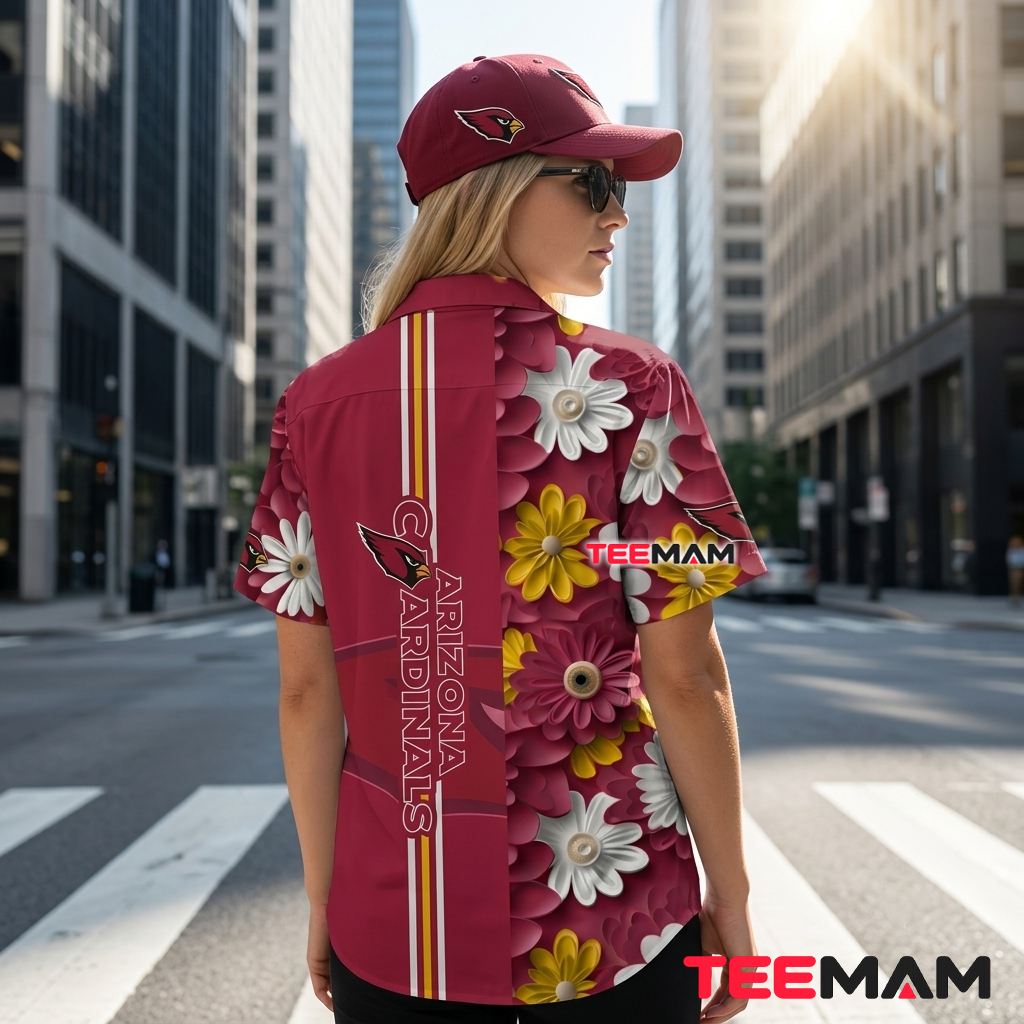 Arizona Cardinals Hawaiian Shirt Daisy Floral Version 3 Arizona Cardinals Hawaiian Shirt Daisy Floral Version 3