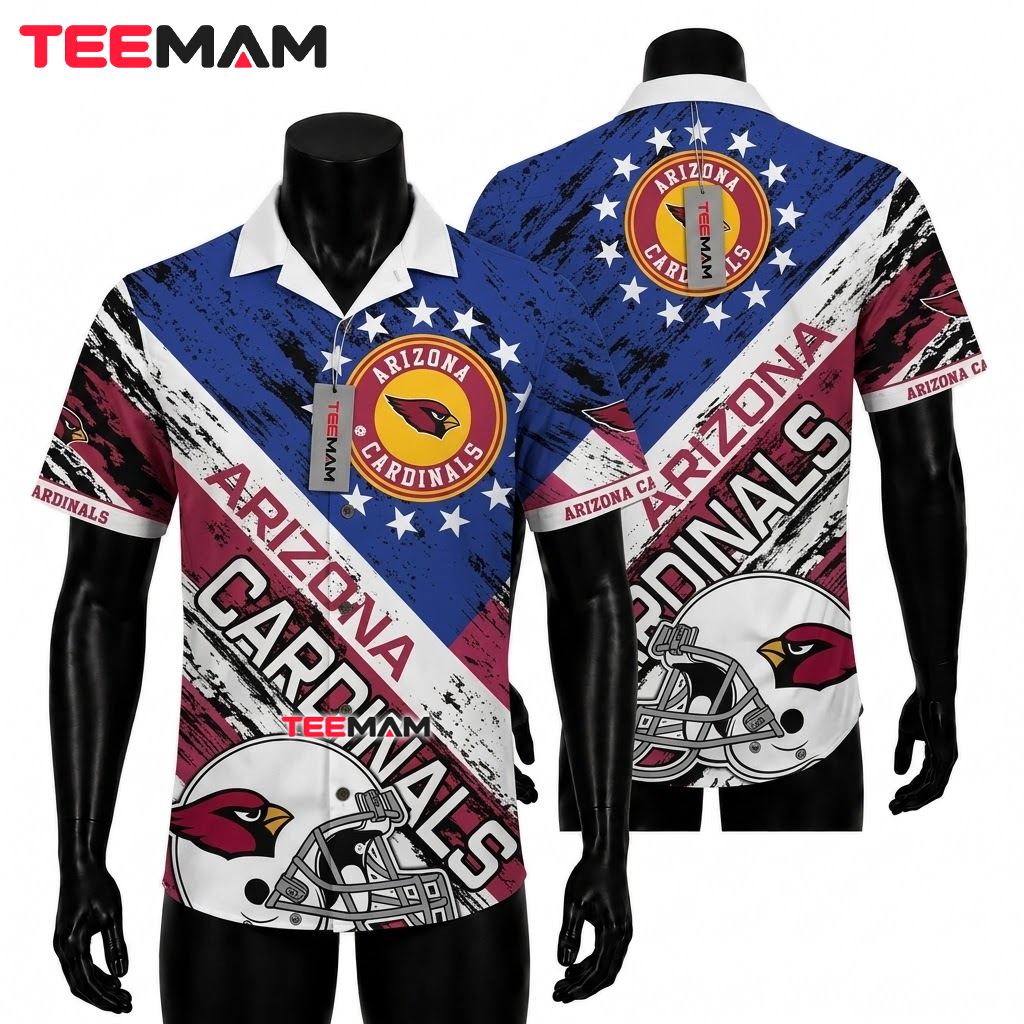 Arizona Cardinals Hawaiian Shirt Helmet Stars Front