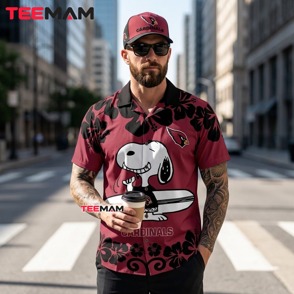 Arizona Cardinals Hawaiian Shirt Snoopy Surfing Back Arizona Cardinals Hawaiian Shirt Snoopy Surfing Back
