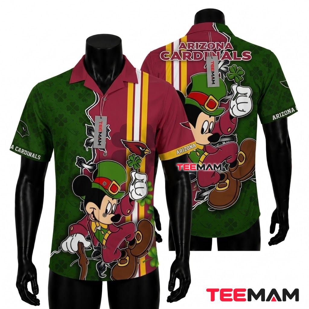 Arizona Cardinals Hawaiian Shirt St Patrick Green Front