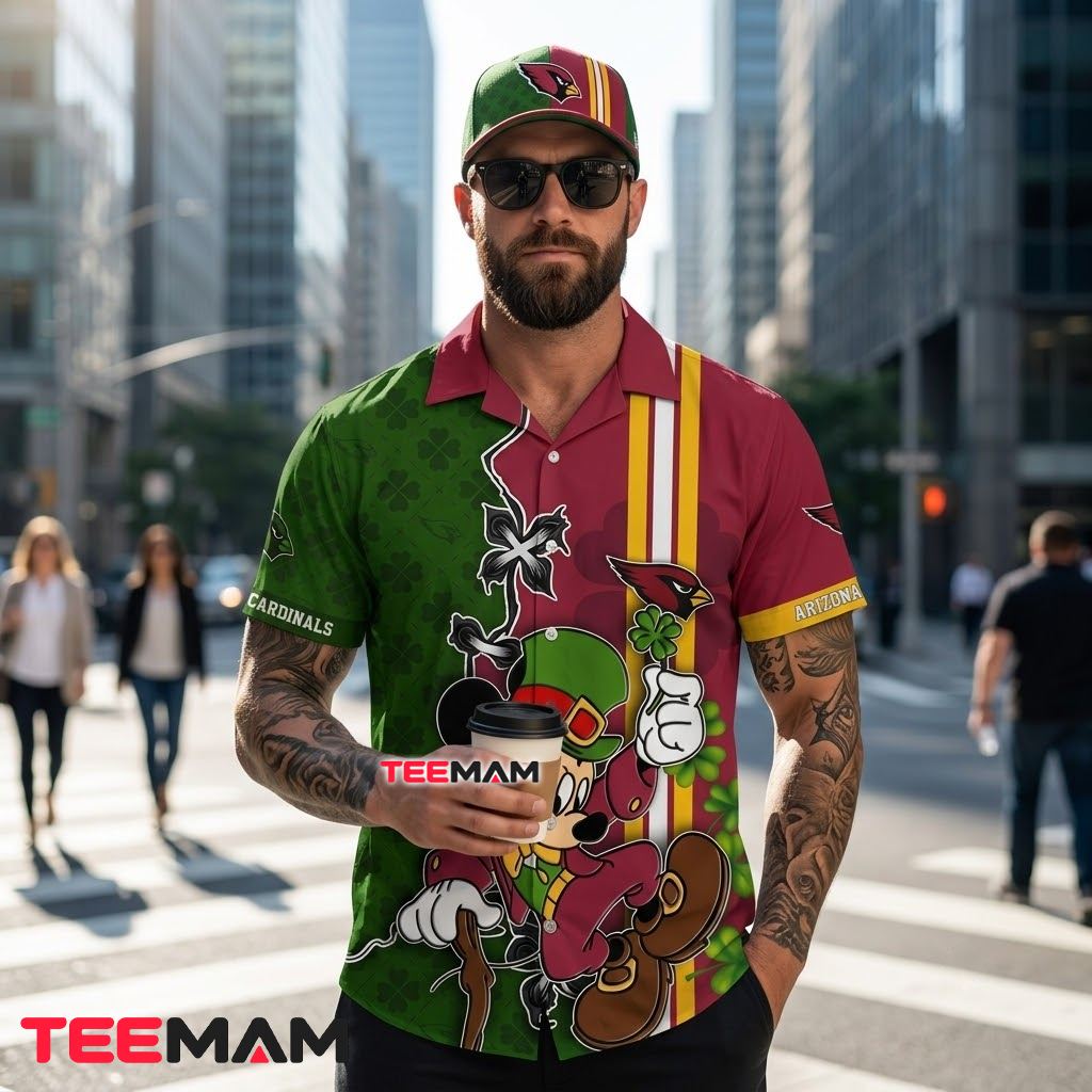 Arizona Cardinals Hawaiian Shirt St Patrick Green Back Arizona Cardinals Hawaiian Shirt St Patrick Green Back