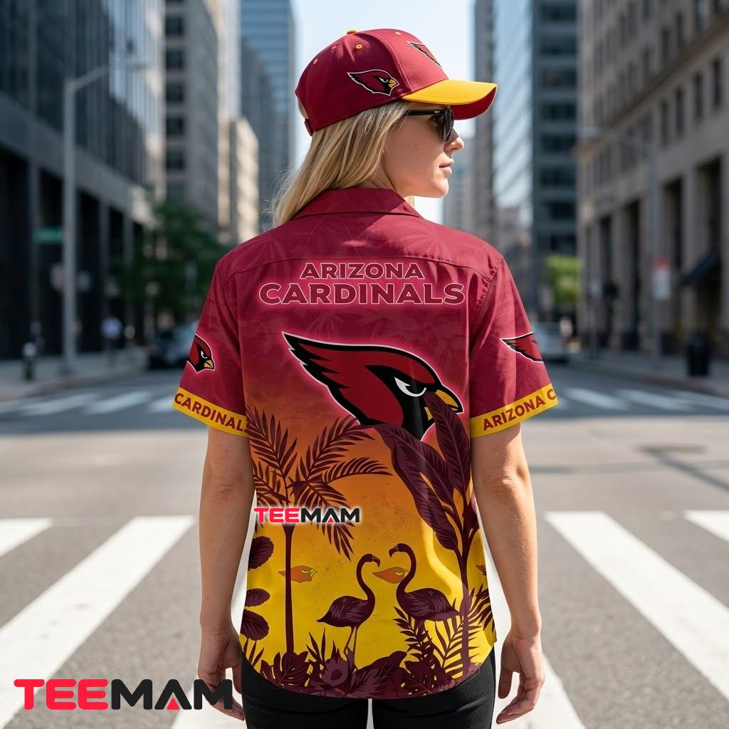 Arizona Cardinals Hawaiian Shirt Tropical Flamingo Sunset Version 3 Arizona Cardinals Hawaiian Shirt Tropical Flamingo Sunset Version 3