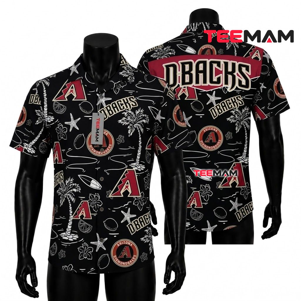 Arizona Diamondbacks Button Up Shirt Black Doodle Badge Front