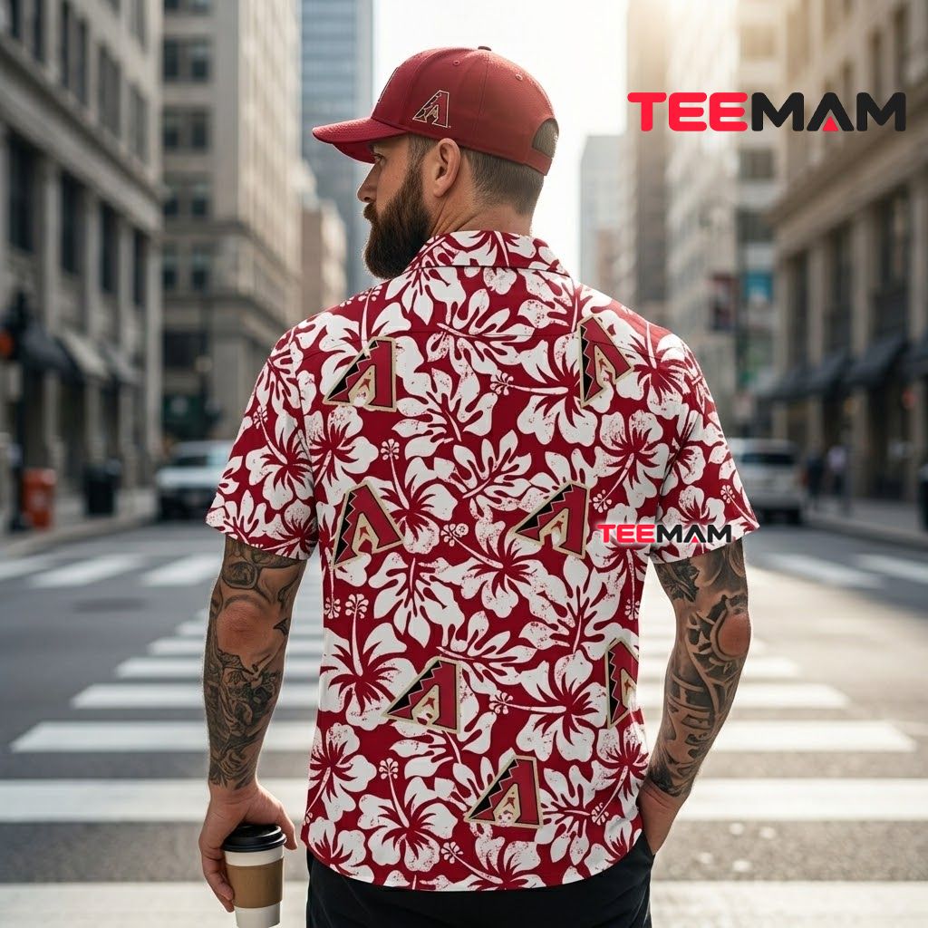 Arizona Diamondbacks Hawaiian Shirt Bold Hibiscus Logo Red Version 3 Arizona Diamondbacks Hawaiian Shirt Bold Hibiscus Logo Red Version 3