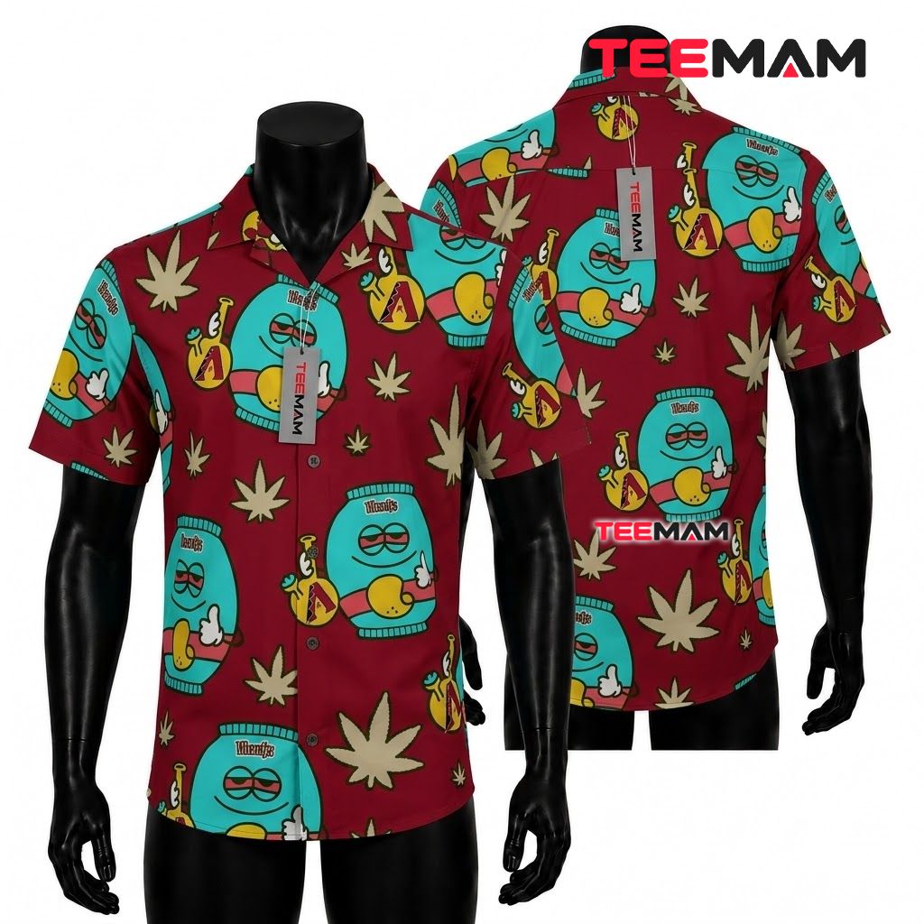 Arizona Diamondbacks Hawaiian Shirt Baseball Doodle Player Red