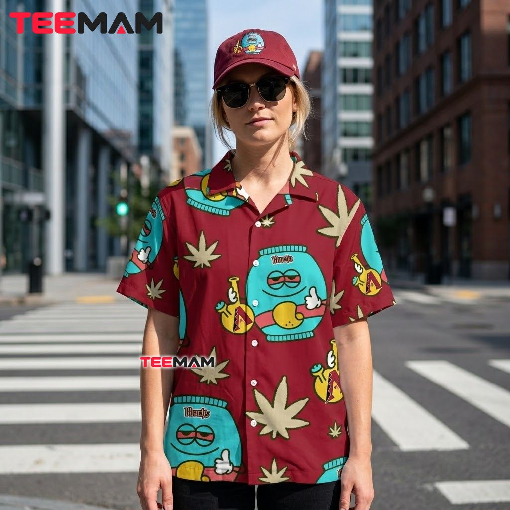Arizona Diamondbacks Hawaiian Shirt Bong Leaf Cartoon Red Back Arizona Diamondbacks Hawaiian Shirt Bong Leaf Cartoon Red Back
