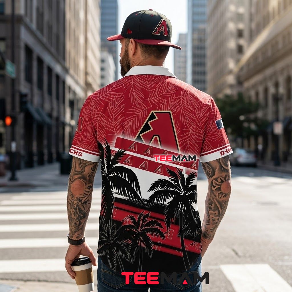 Arizona Diamondbacks Hawaiian Shirt Fern Palm Silhouette Black Version 3 Arizona Diamondbacks Hawaiian Shirt Fern Palm Silhouette Black Version 3