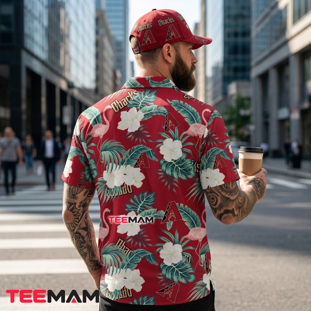 Arizona Diamondbacks Hawaiian Shirt Flamingo Hibiscus Red Version 3 Arizona Diamondbacks Hawaiian Shirt Flamingo Hibiscus Red Version 3