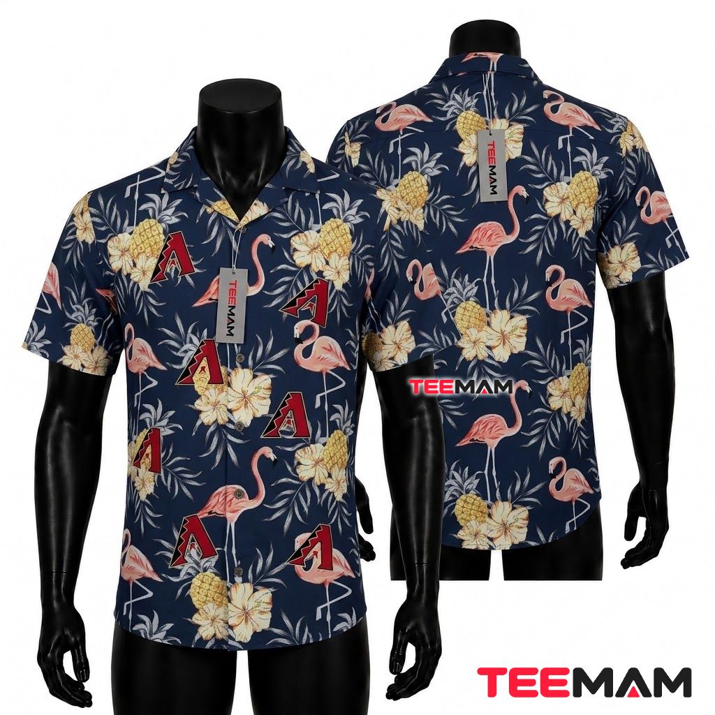 Arizona Diamondbacks Hawaiian Shirt Grunge Palm Stripe Arizona Diamondbacks Hawaiian Shirt Grunge Palm Stripe