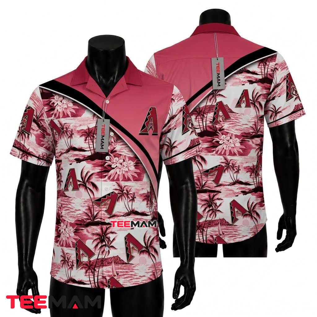 Arizona Diamondbacks Hawaiian Shirt Island Scenic Colorblock Pink Front