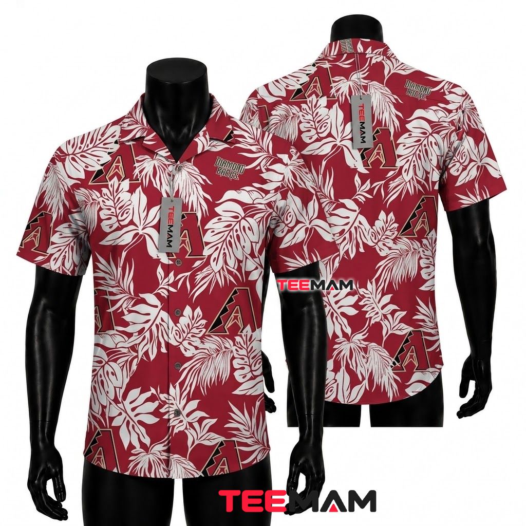Arizona Diamondbacks Hawaiian Shirt Monstera Leaf Print Red Front