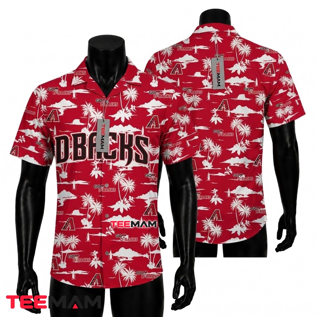 Arizona Diamondbacks Hawaiian Shirt Palm Cloud Print Red Front