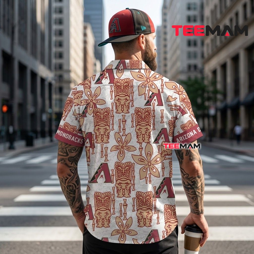 Arizona Diamondbacks Hawaiian Shirt Tiki Totem White Version 3 Arizona Diamondbacks Hawaiian Shirt Tiki Totem White Version 3