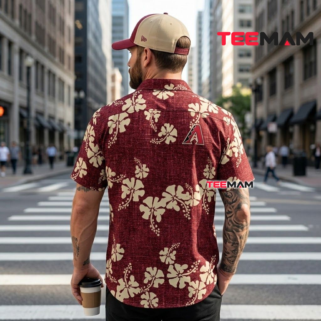 Arizona Diamondbacks Tropical Shirt Linen Hibiscus Maroon Version 3 Arizona Diamondbacks Tropical Shirt Linen Hibiscus Maroon Version 3