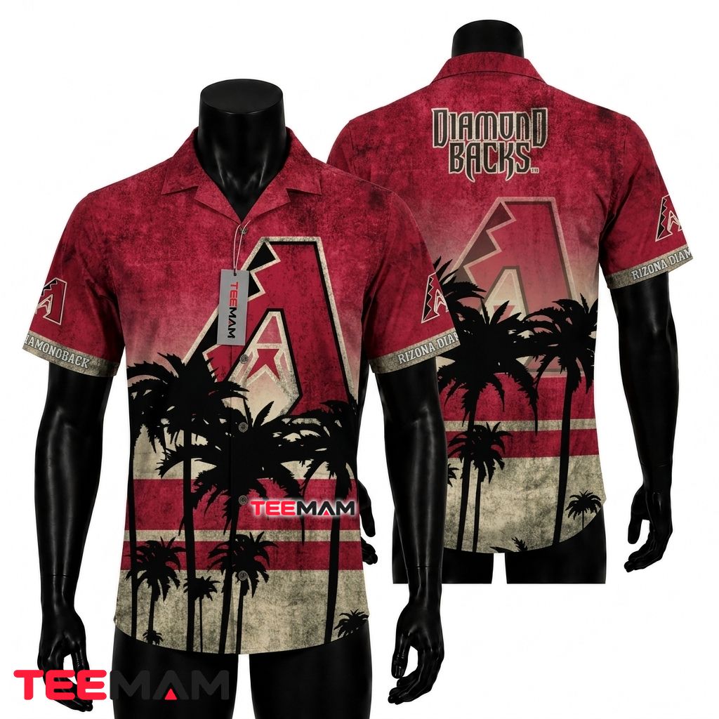 Arizona Diamondbacks Tropical Shirt Vintage Palm Tree Silhouette Front