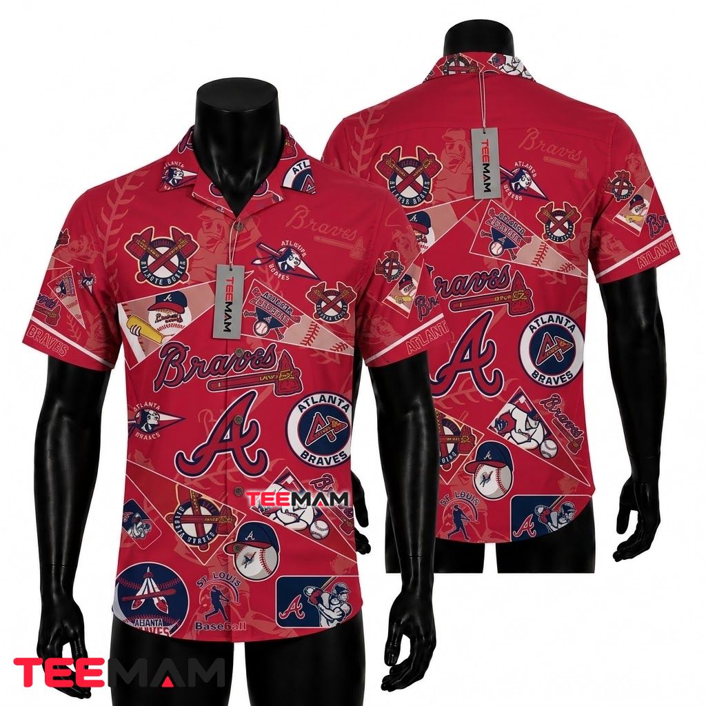 Atlanta Braves Aloha Shirt Baseball Grid
