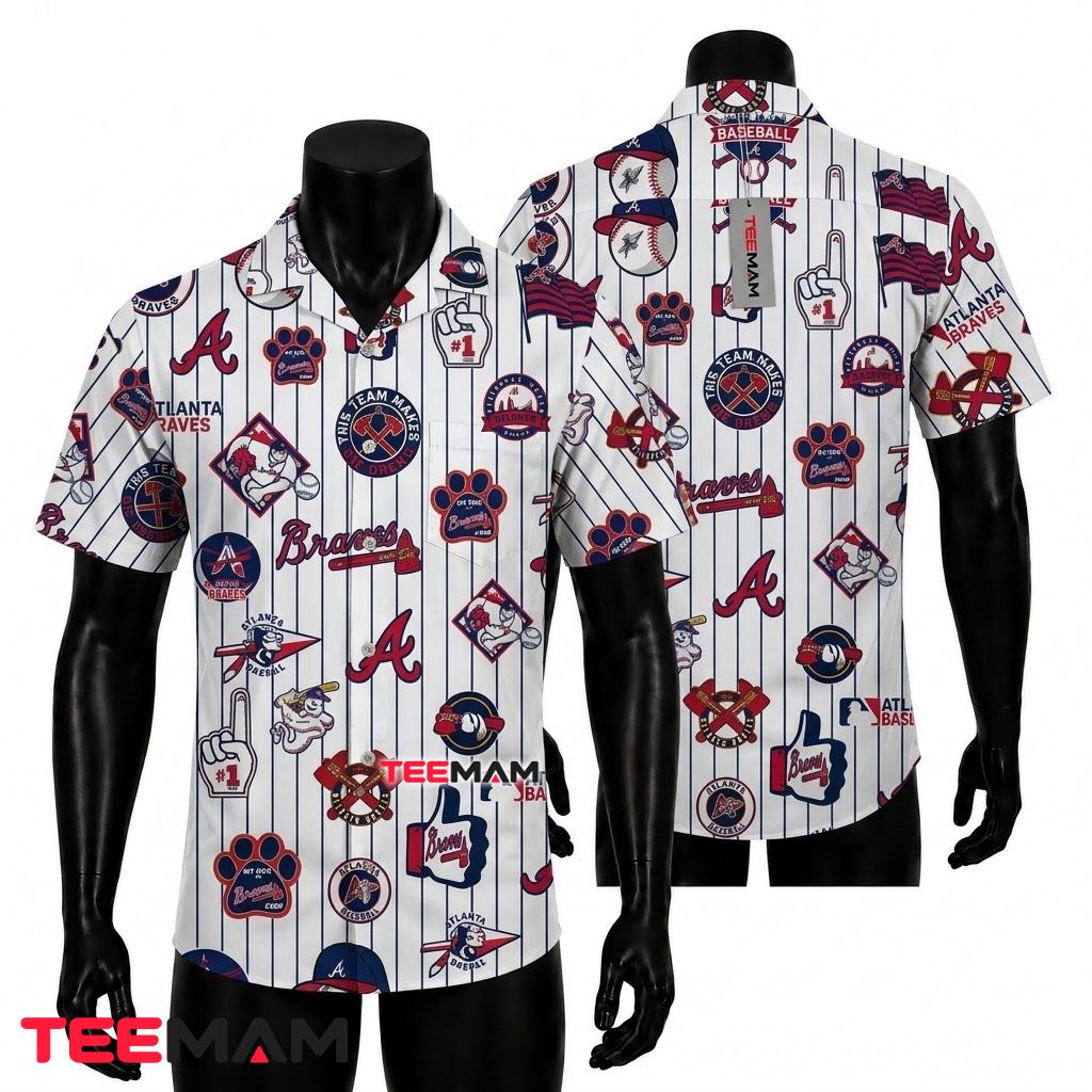Atlanta Braves Aloha Shirt Sticker Pinstripe Front