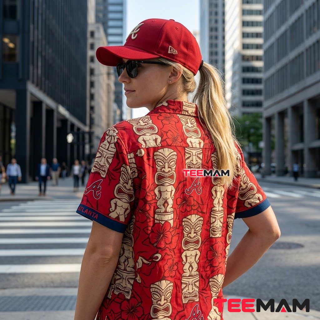 Atlanta Braves Aloha Shirt Tiki Red Version 3 Atlanta Braves Aloha Shirt Tiki Red Version 3