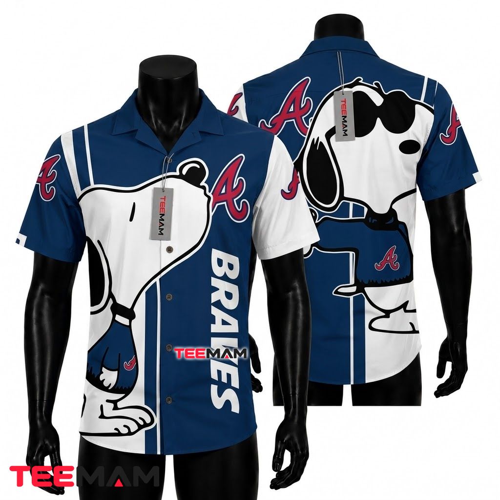 Atlanta Braves Button Up Shirt Snoopy Cool Front