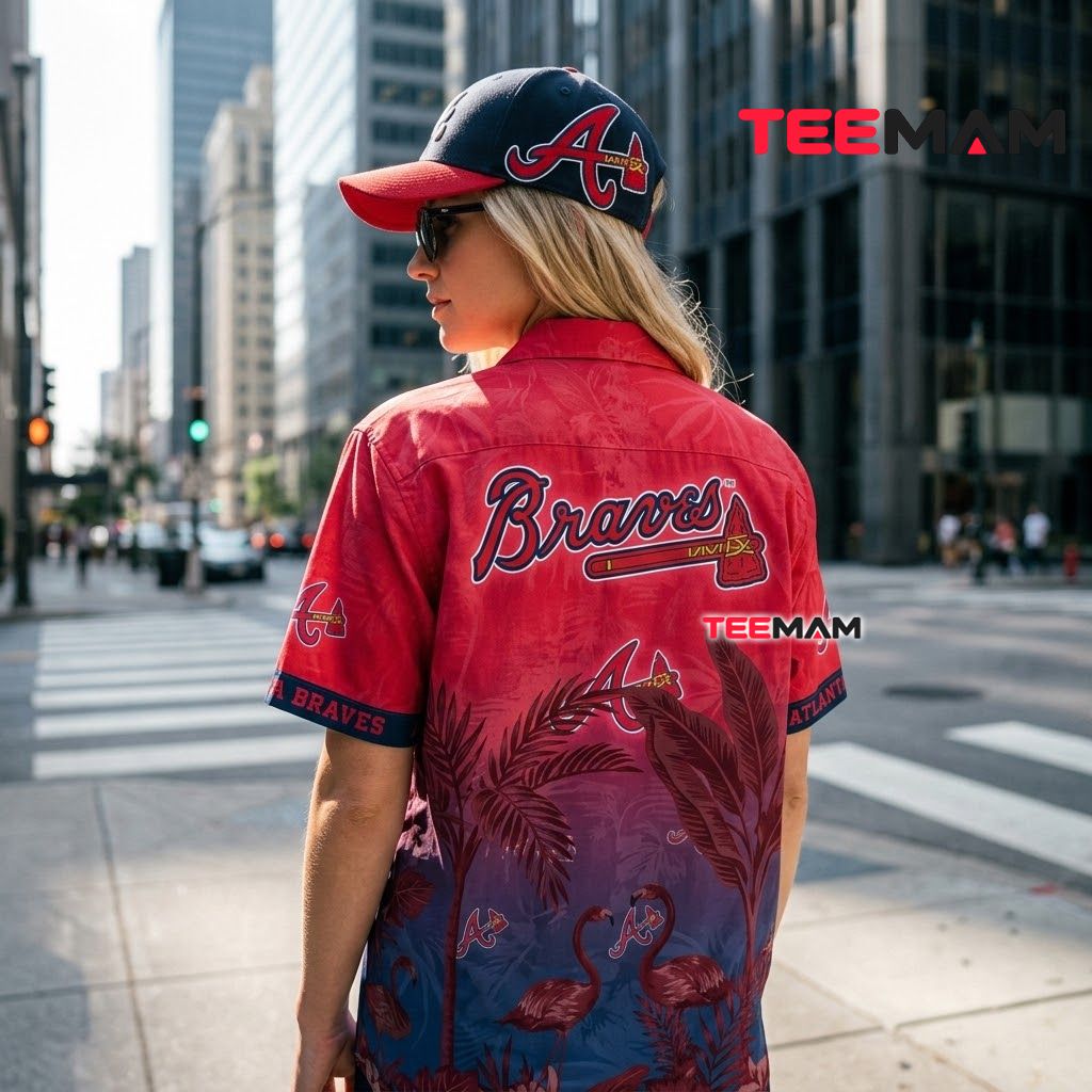 Atlanta Braves Hawaiian Shirt Flamingo Gradient Version 3 Atlanta Braves Hawaiian Shirt Flamingo Gradient Version 3
