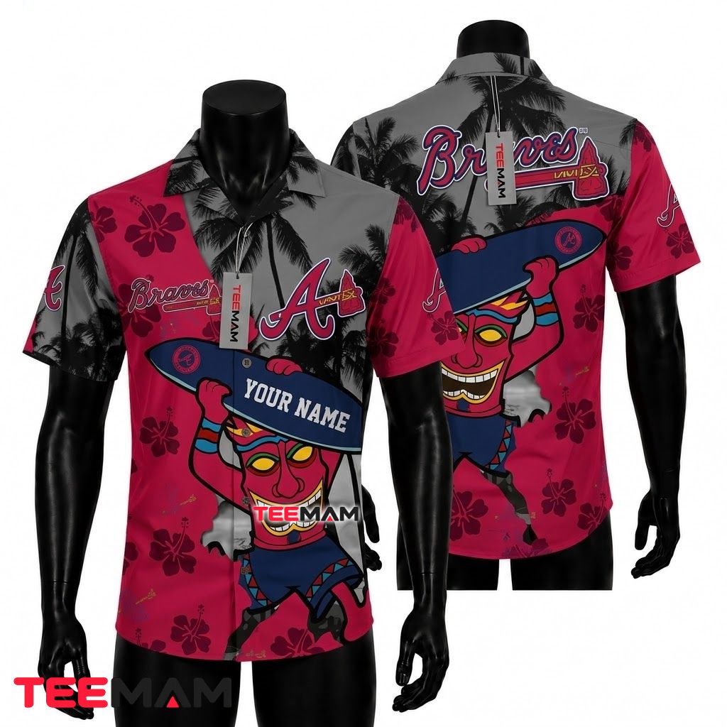 Atlanta Braves Hawaiian Shirt Mascot Custom Name Front