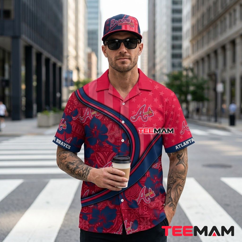 Atlanta Braves Hawaiian Shirt Patriotic Curve Back Atlanta Braves Hawaiian Shirt Patriotic Curve Back