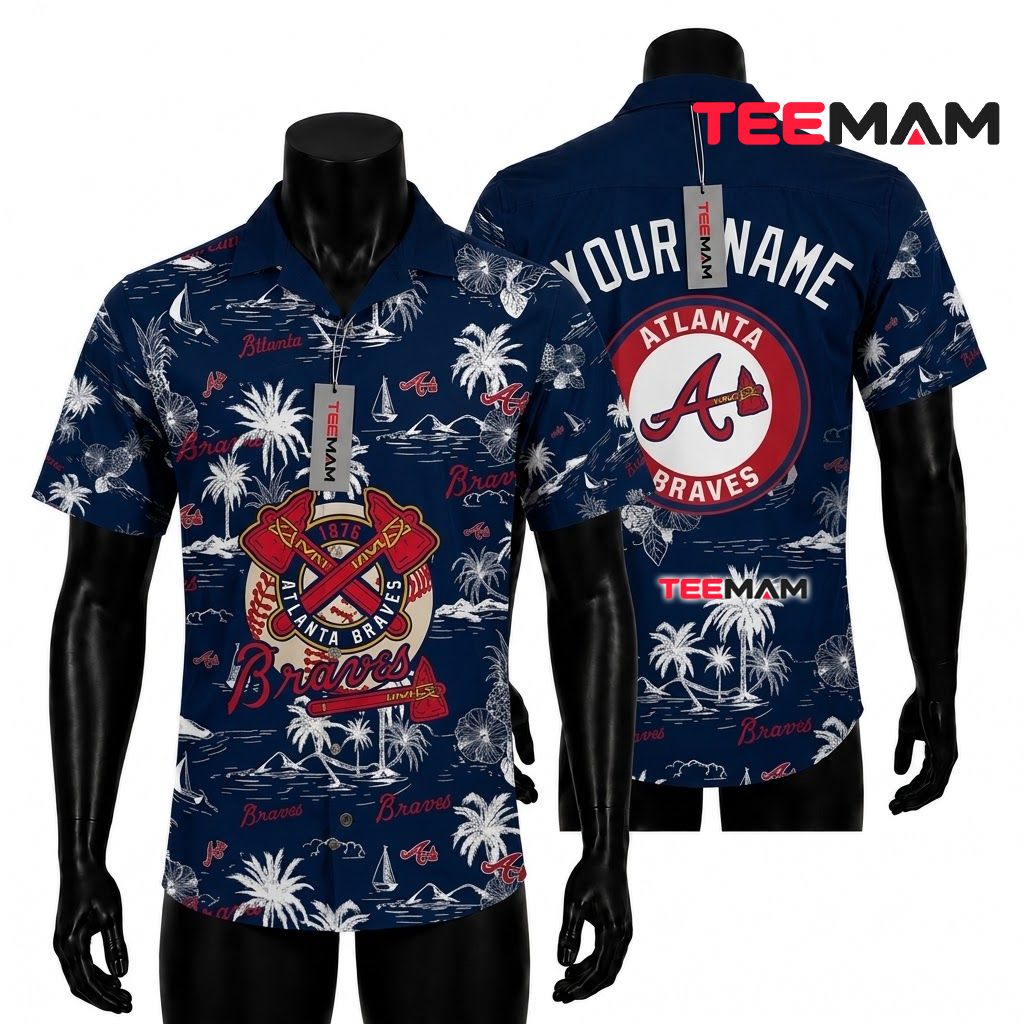 Atlanta Braves Hawaiian Shirt Pineapple Island Custom Name Front