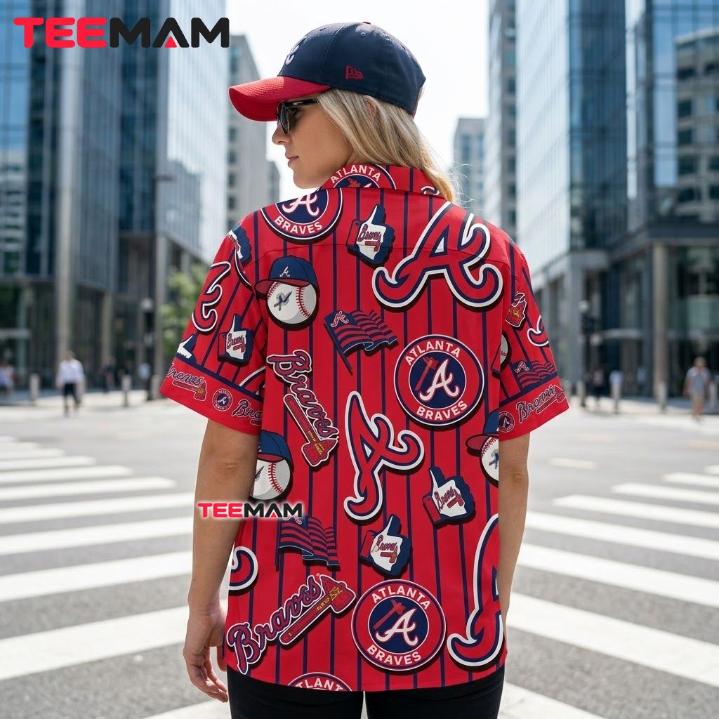 Atlanta Braves Hawaiian Shirt Pinstripe Badge Version 3 Atlanta Braves Hawaiian Shirt Pinstripe Badge Version 3