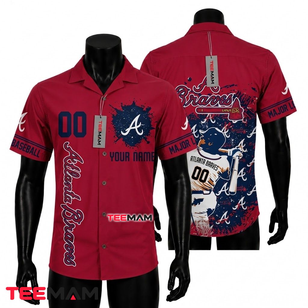 Atlanta Braves Hawaiian Shirt Player Custom Name Number Front