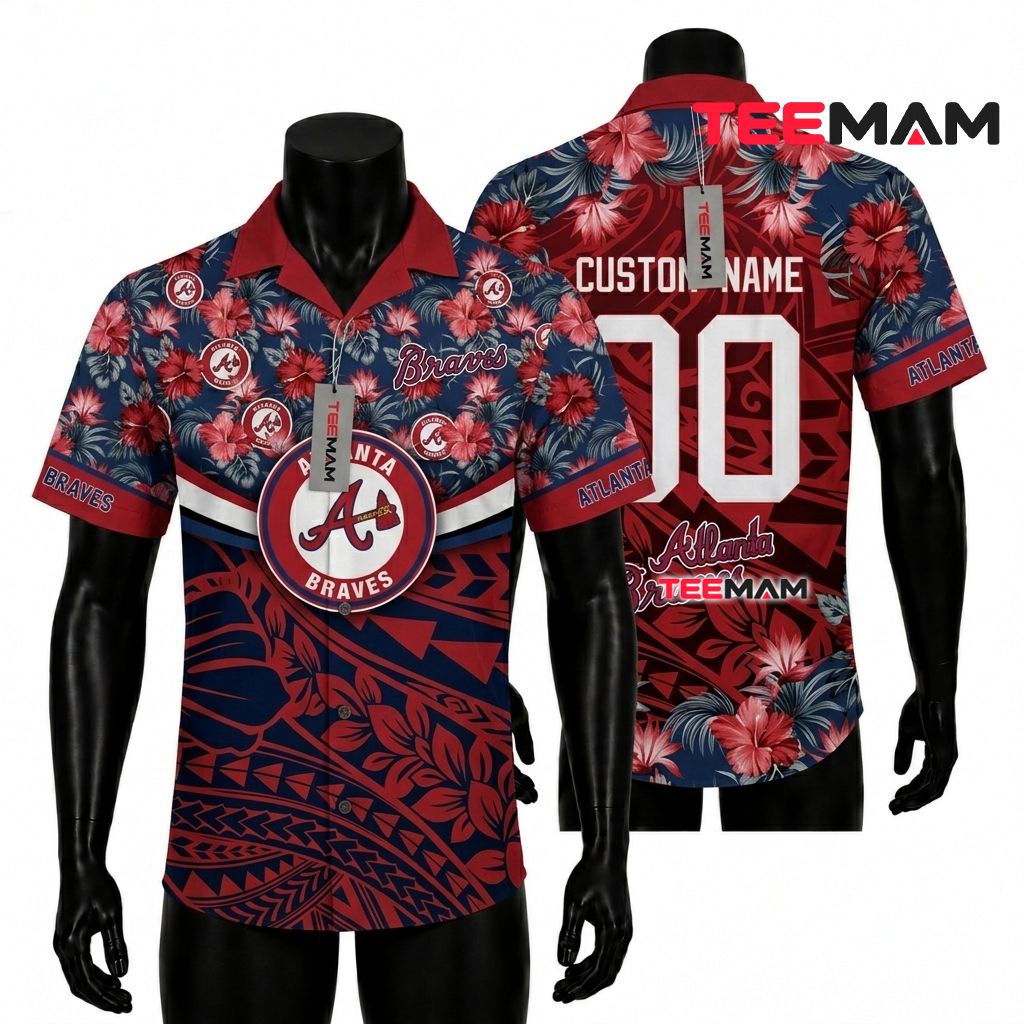 Atlanta Braves Hawaiian Shirt Polynesian Custom Name Front