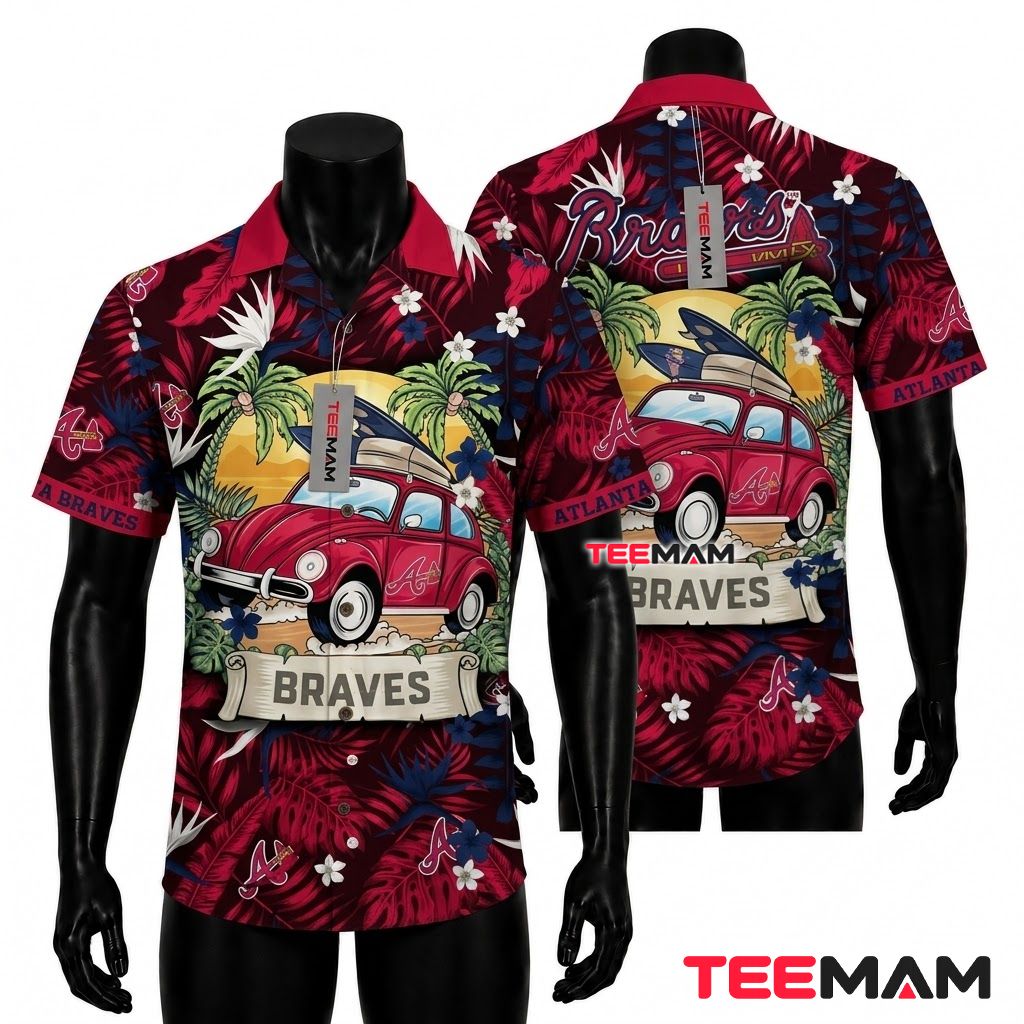 Atlanta Braves Hawaiian Shirt Surfing Car Front