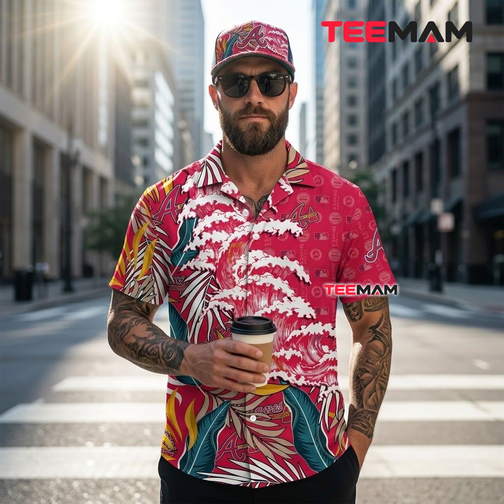 Atlanta Braves Hawaiian Shirt Wave Custom Name Back Atlanta Braves Hawaiian Shirt Wave Custom Name Back