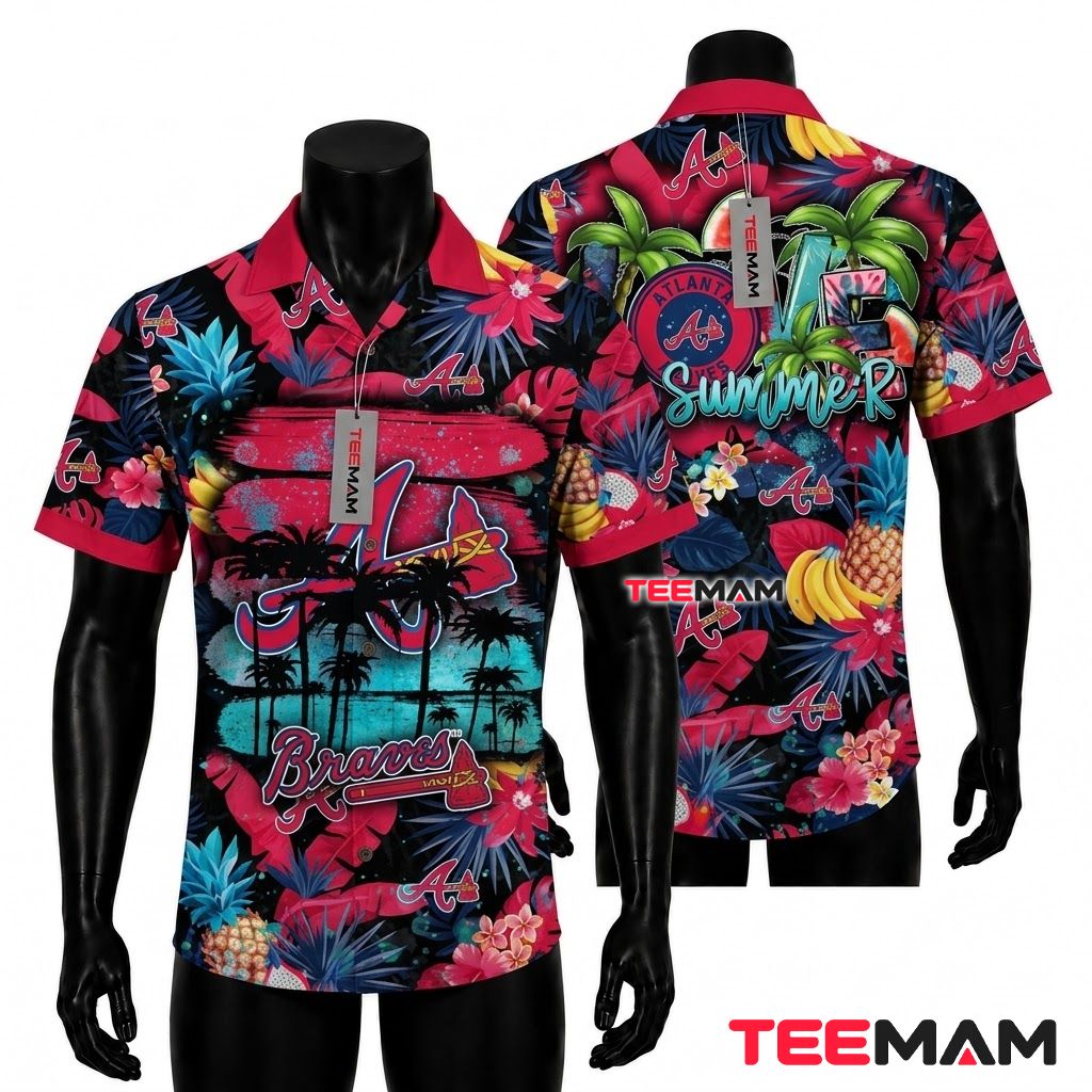Atlanta Braves Tropical Shirt Tropical Fruit Front