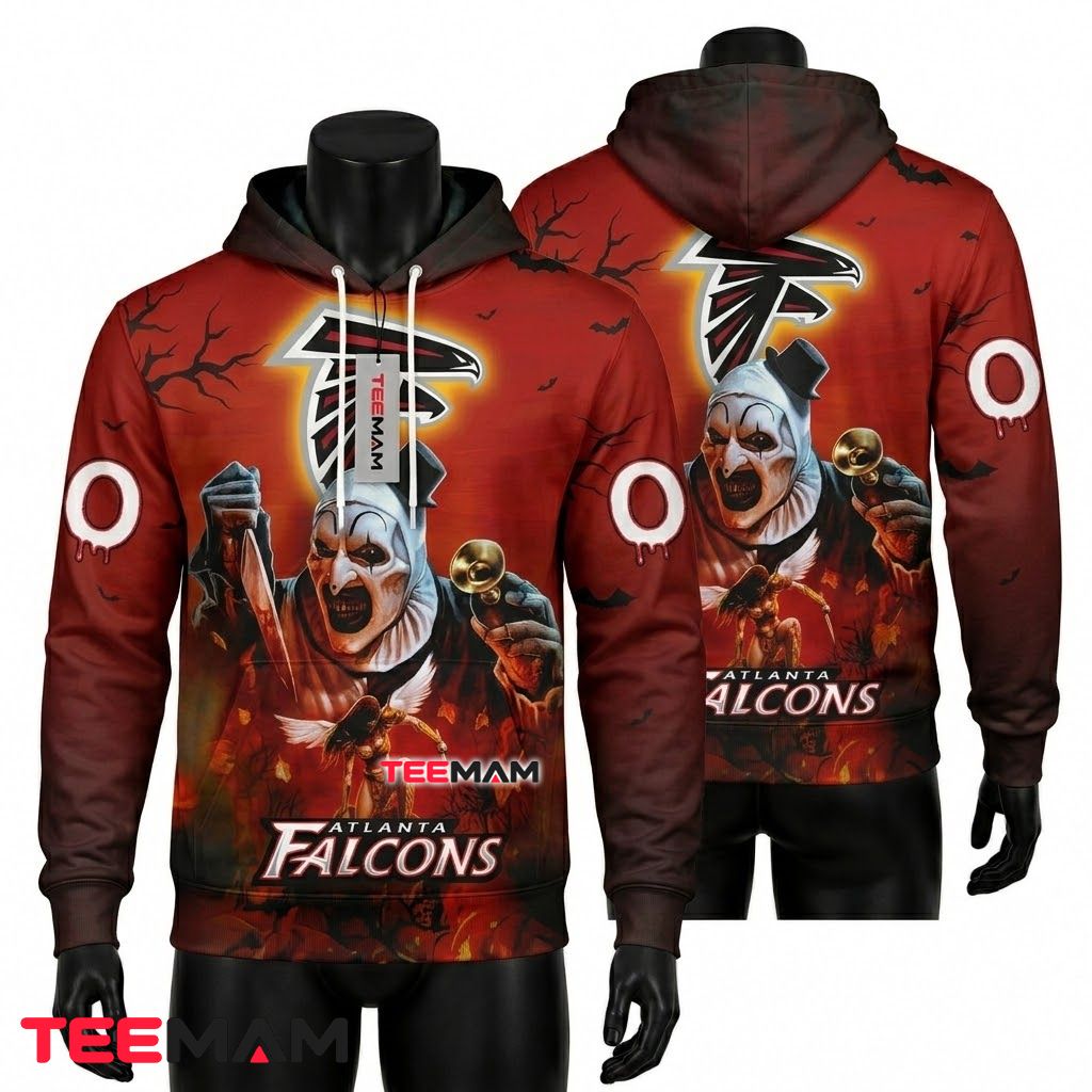 Atlanta Falcons 3D Hoodie Art The Clown Terrifier Halloween Front